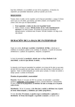 ¿Cuánto hay que tener cotizado para cobrar la paternidad?